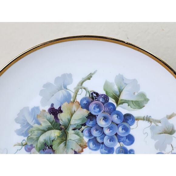 Bavaria Rounded Plate Grape Design Zeh Scherzer Gold Trim 8" Early 1900s Vintage - Picture 5 of 10